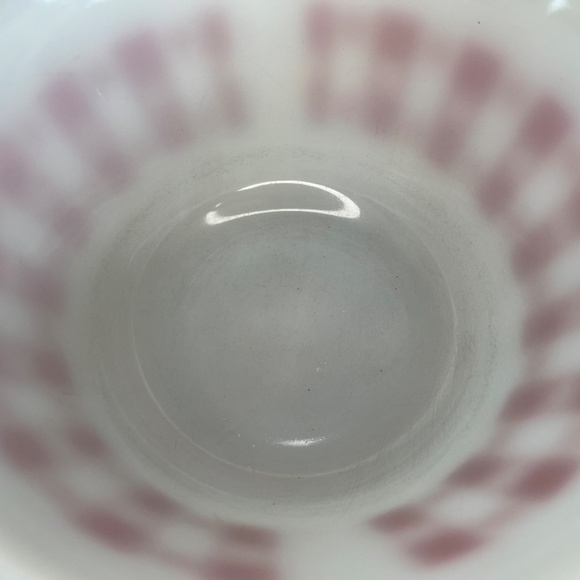Federal Glass Red Plaid Mixing Bowl Checker Gingham 8in Milk Glass Farmhouse - Picture 6 of 16